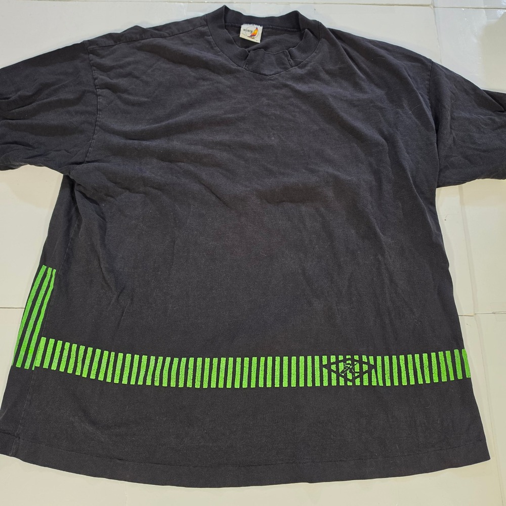 Vintage Hobie Surf T Shirt Mens 3X Black Neon Green Single Stitch Made in USA
